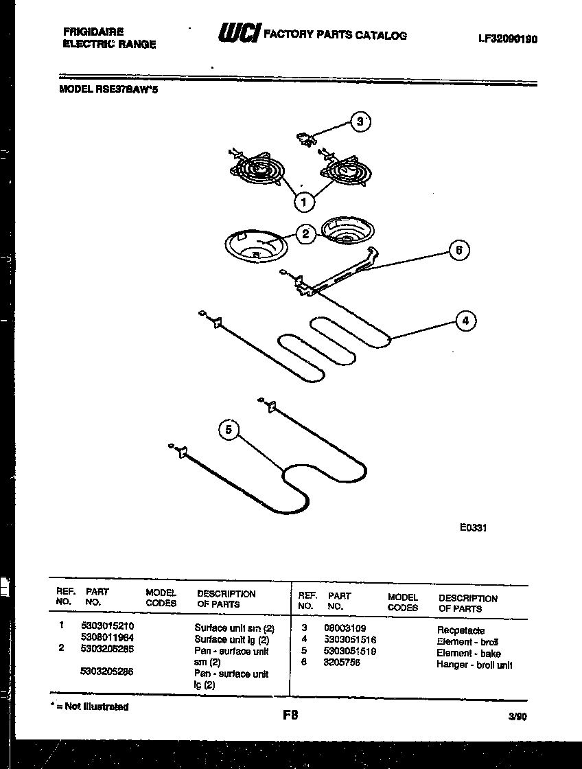 Frigidaire RSE37BAL5 broiler parts diagram
