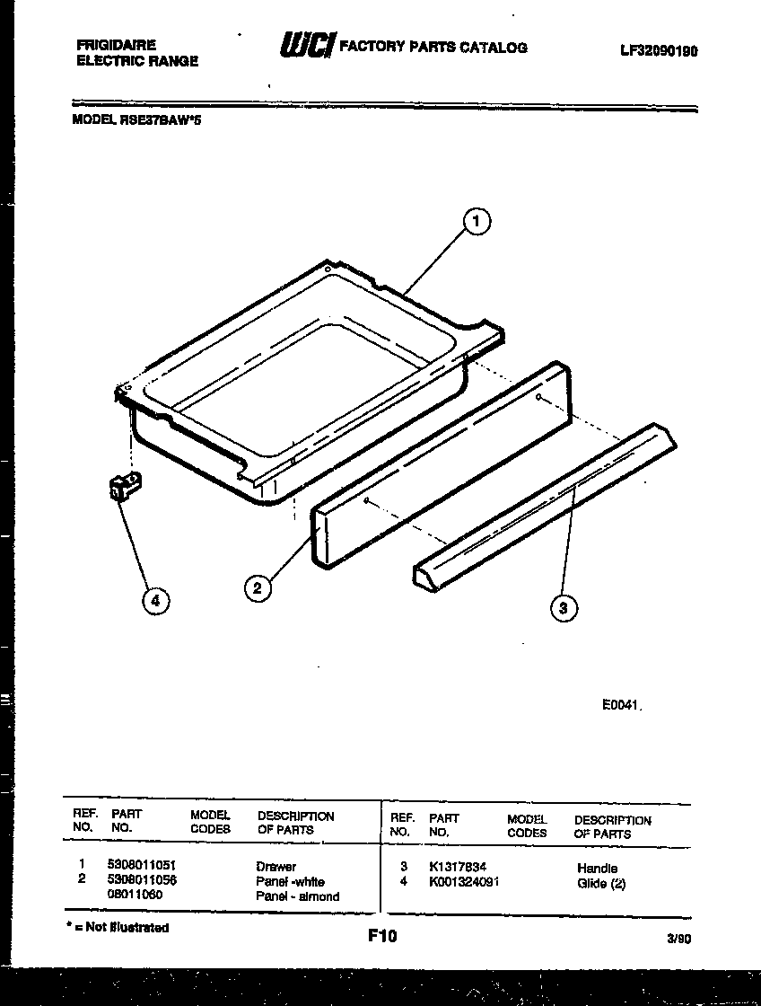 Frigidaire RSE37BAL5 drawer parts diagram