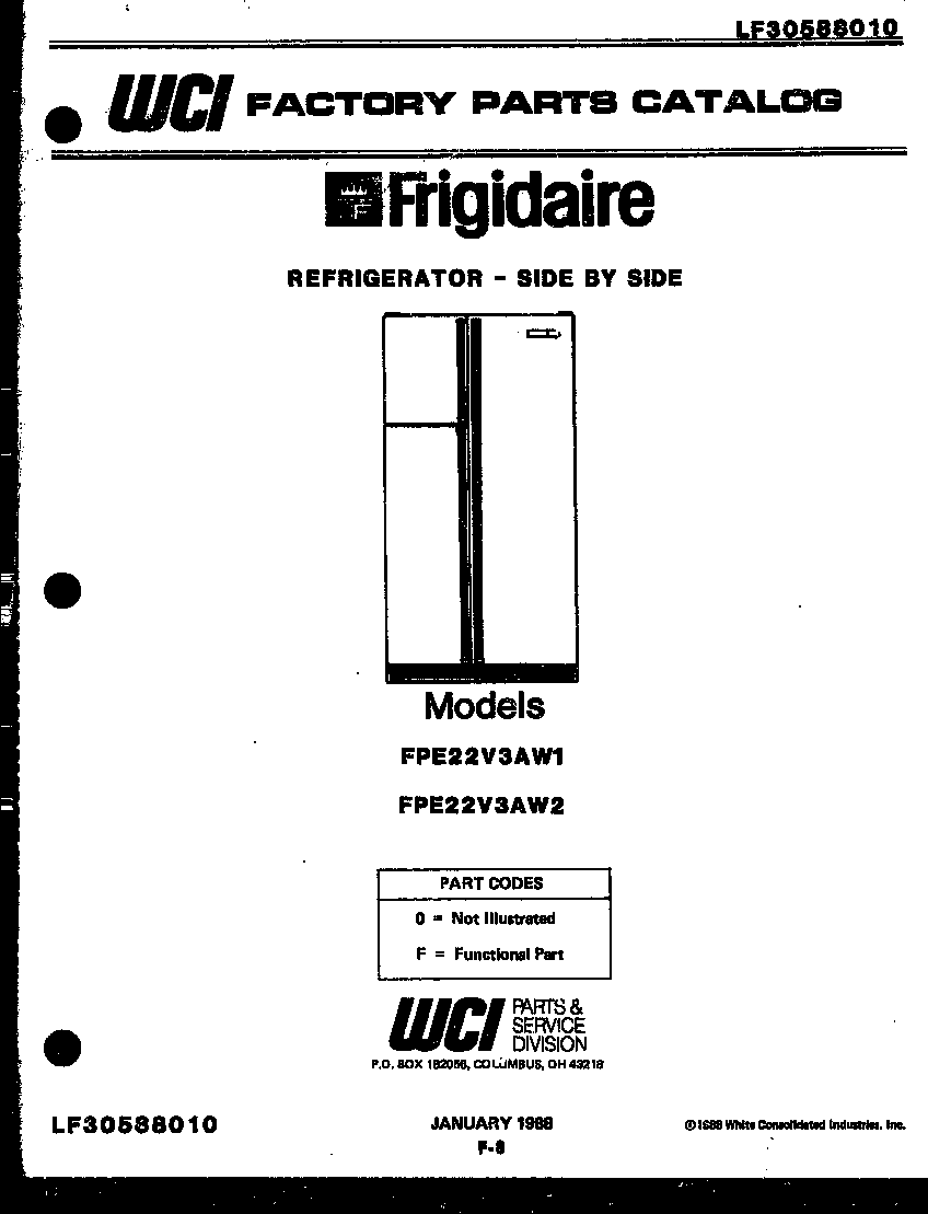 Frigidaire FPE22V3AA2 front cover diagram