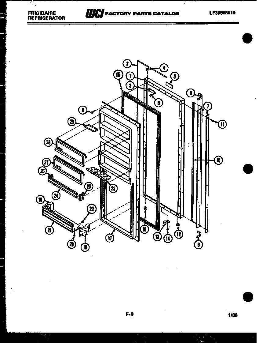 Frigidaire FPE22V3AA2 refrigerator door parts diagram