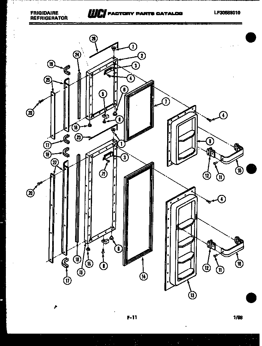 Frigidaire FPE22V3AA2 freezer door parts diagram