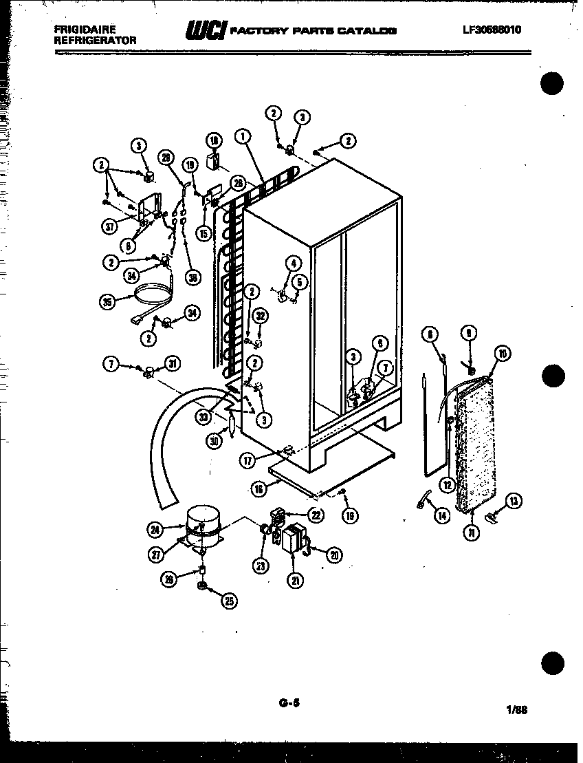 Frigidaire FPE22V3AA2 system and automatic defrost parts diagram