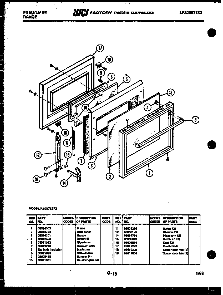 Frigidaire REG77BCB2 door parts diagram