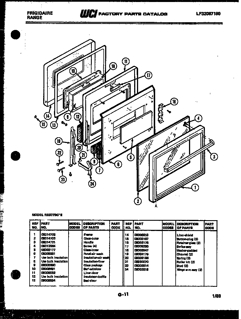 Frigidaire REG77BCB2 door parts diagram