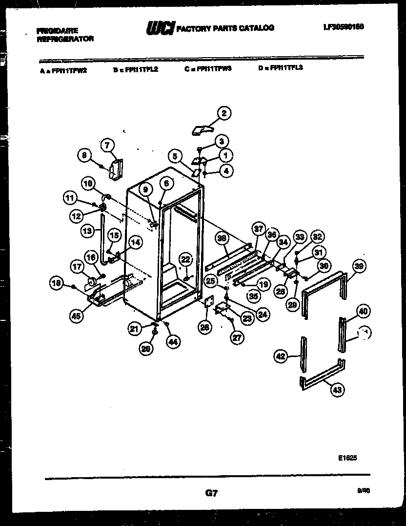 Frigidaire FPI11TFL3 cabinet parts diagram
