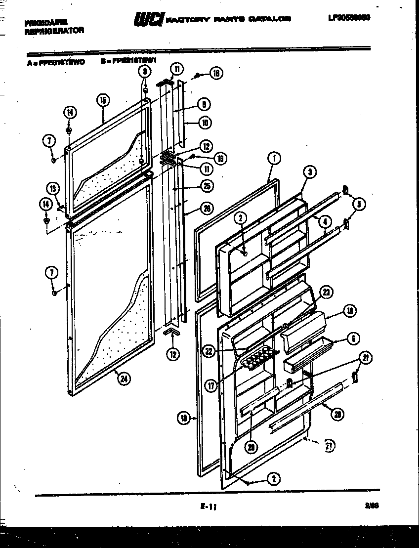 Frigidaire FPES18TEF0 door parts diagram