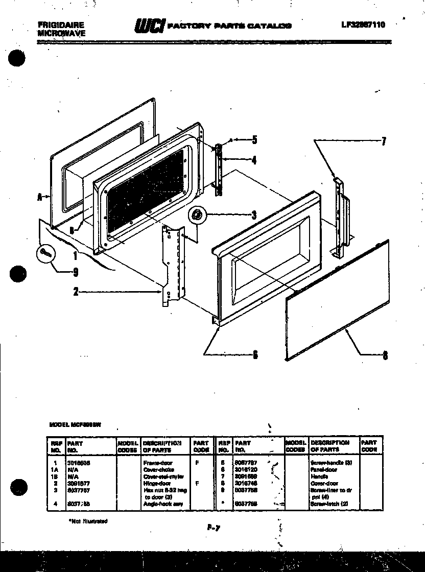 Frigidaire MCF899E1 door parts diagram