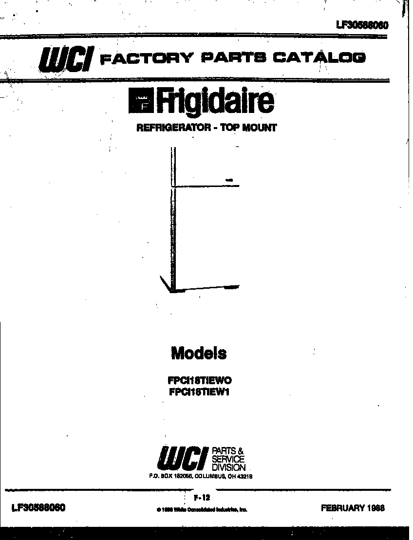 Frigidaire FPCI18TIEH0 cover page diagram