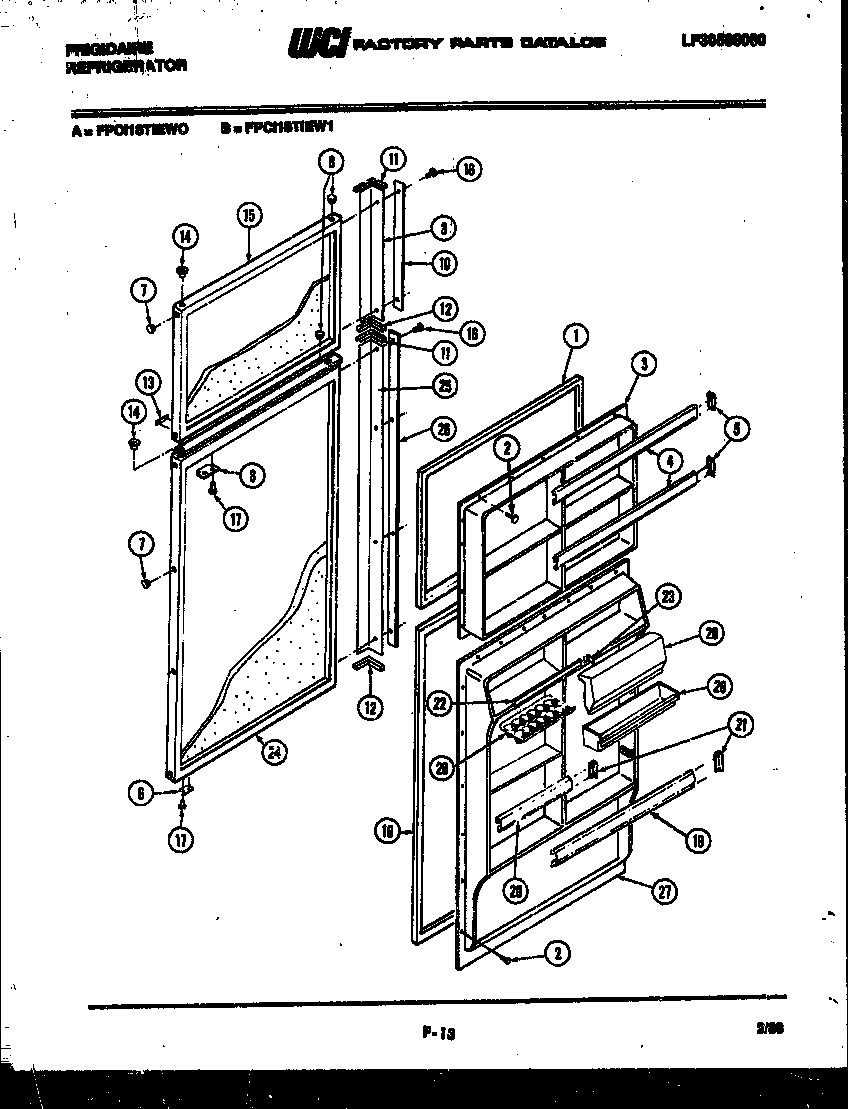 Frigidaire FPCI18TIEH0 door parts diagram
