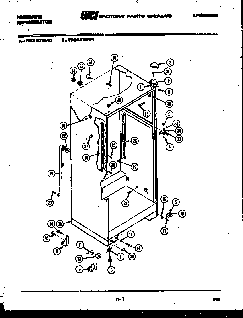 Frigidaire FPCI18TIEH0 cabinet parts diagram
