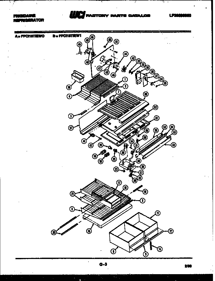 Frigidaire FPCI18TIEH0 shelves and supports diagram