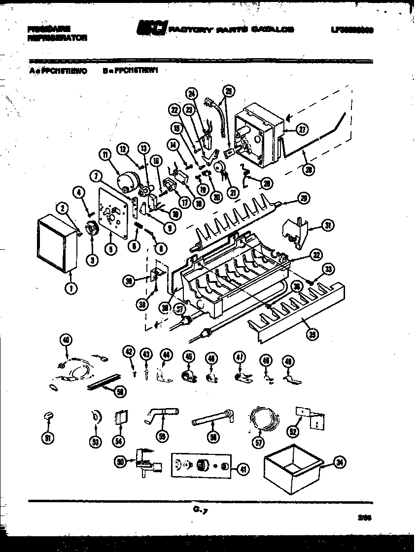 Frigidaire FPCI18TIEH0 ice maker and installation parts diagram