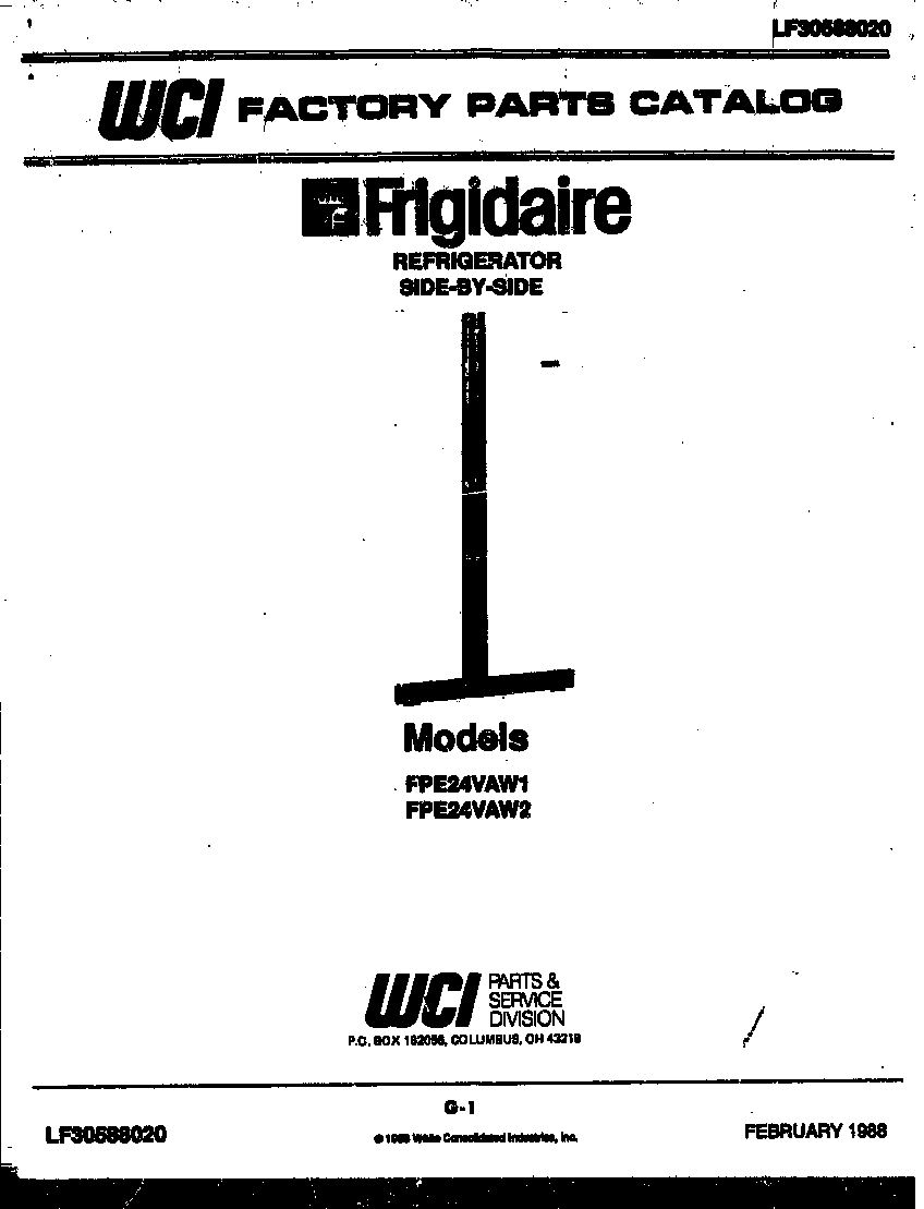 Frigidaire FPE24VAW1 front cover diagram