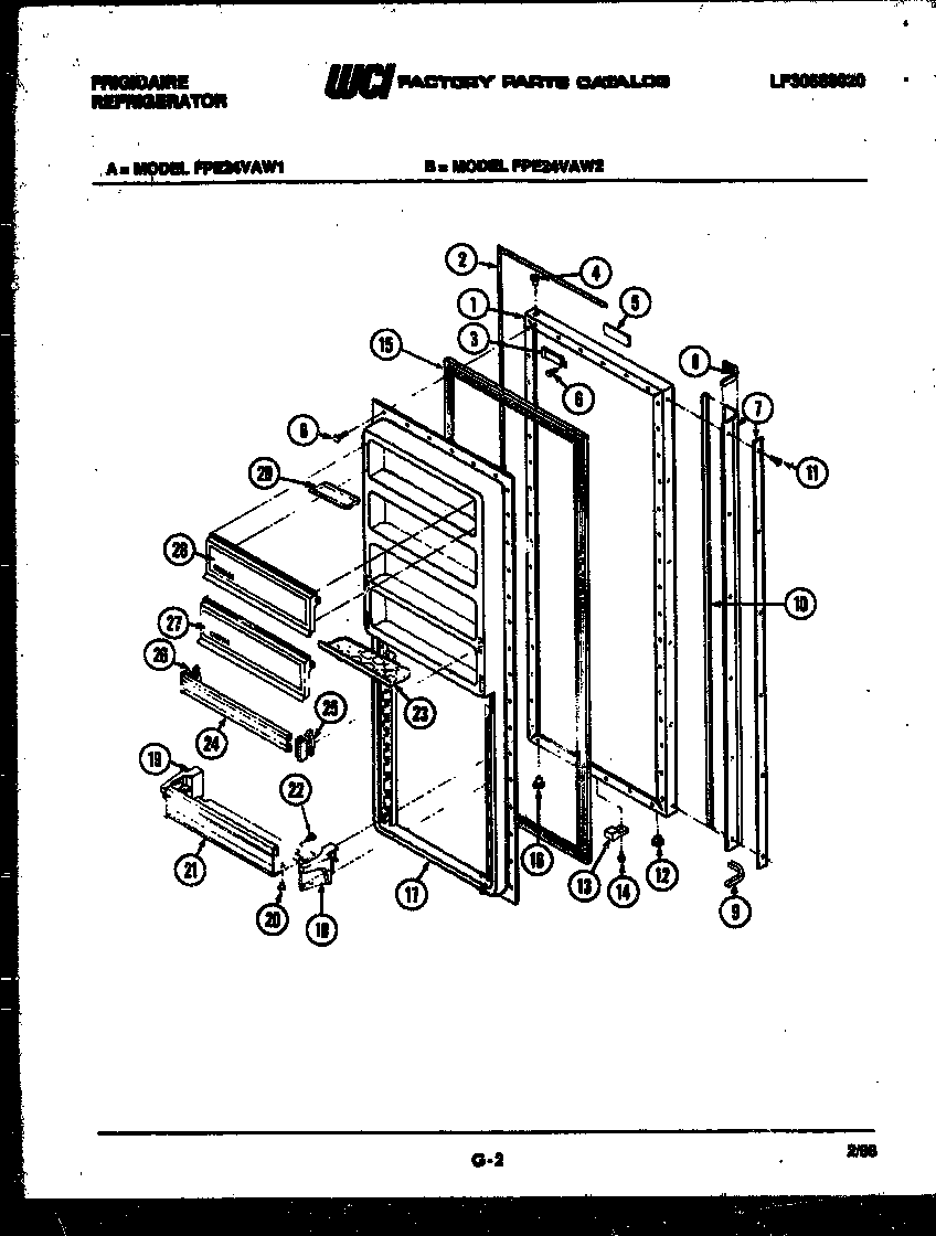 Frigidaire FPE24VAW1 refrigerator door parts diagram