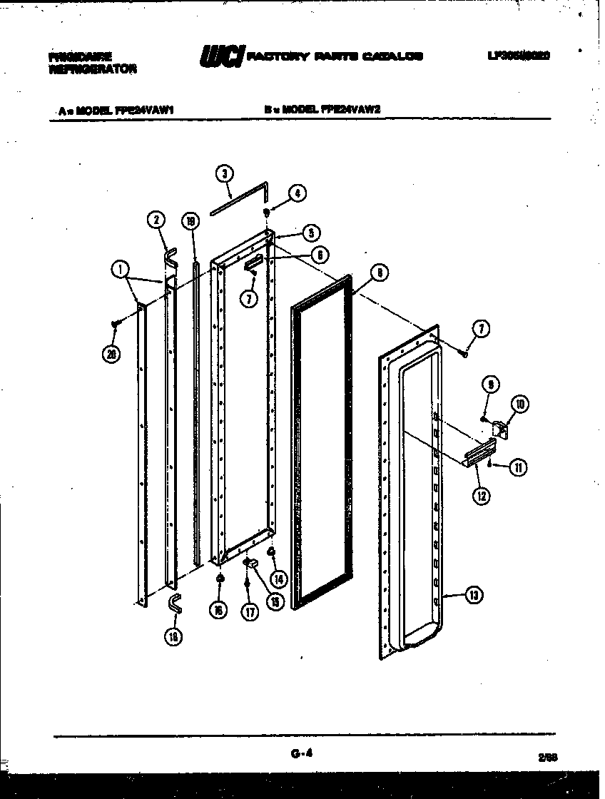 Frigidaire FPE24VAW1 freezer door parts diagram