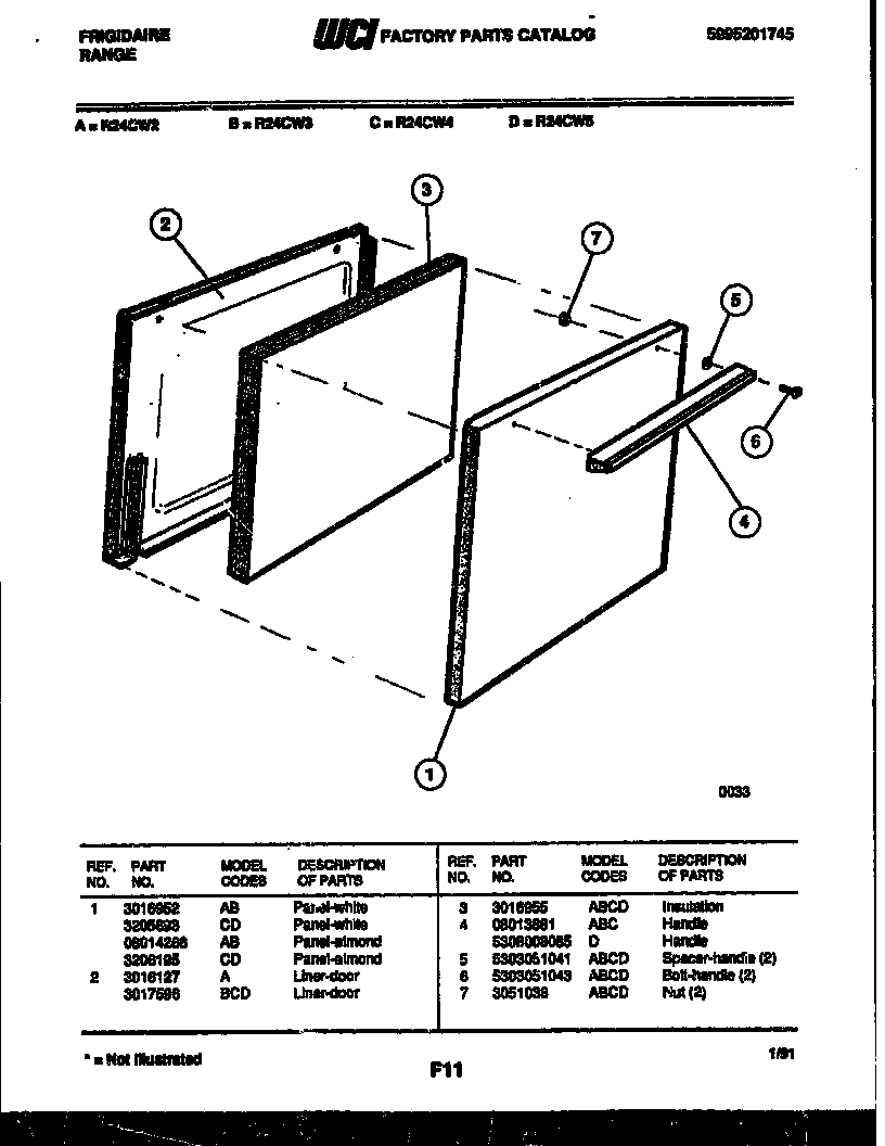 Frigidaire R24CL3 door parts diagram