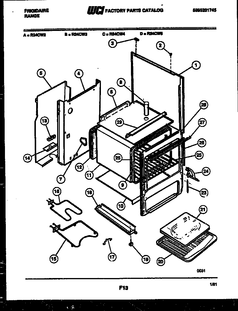 Frigidaire R24CL3 body parts diagram