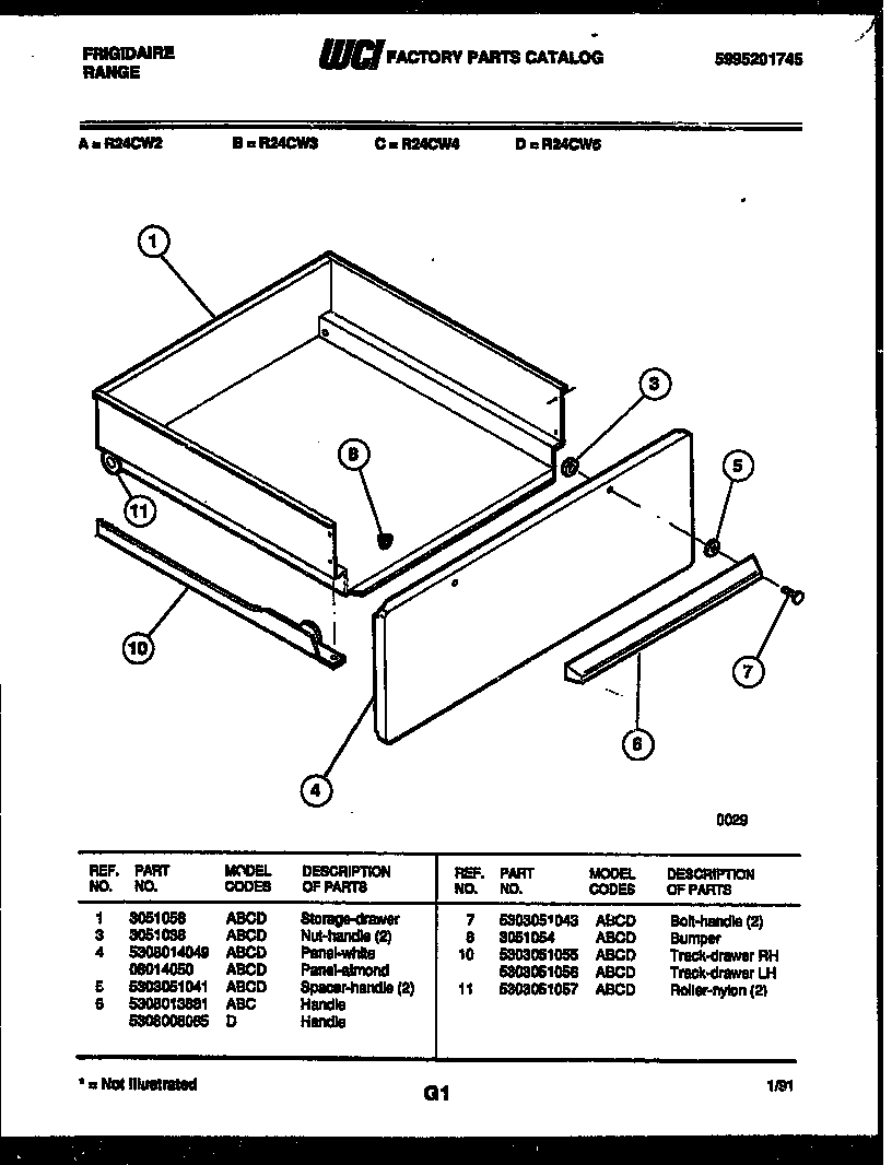 Frigidaire R24CL3 drawer parts diagram