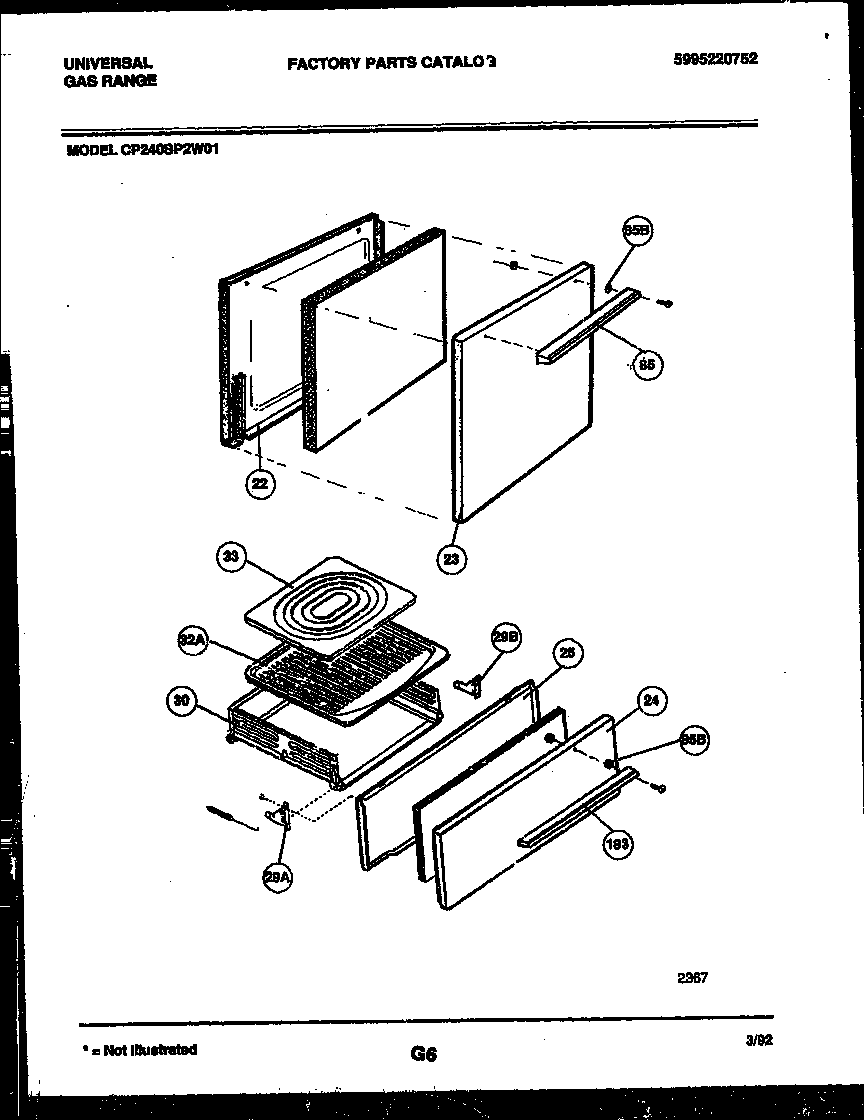 Frigidaire CP240SP2D1 door and broiler drawer parts diagram