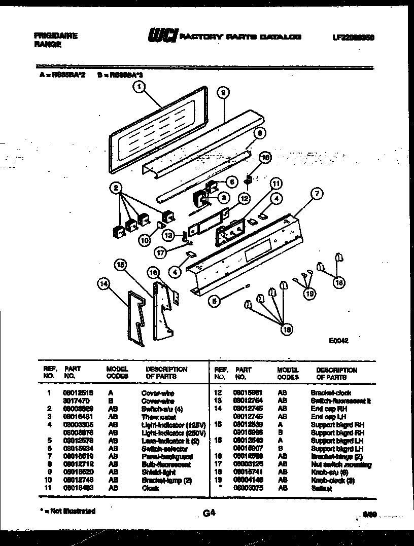 Frigidaire RS35BAW2 backguard diagram