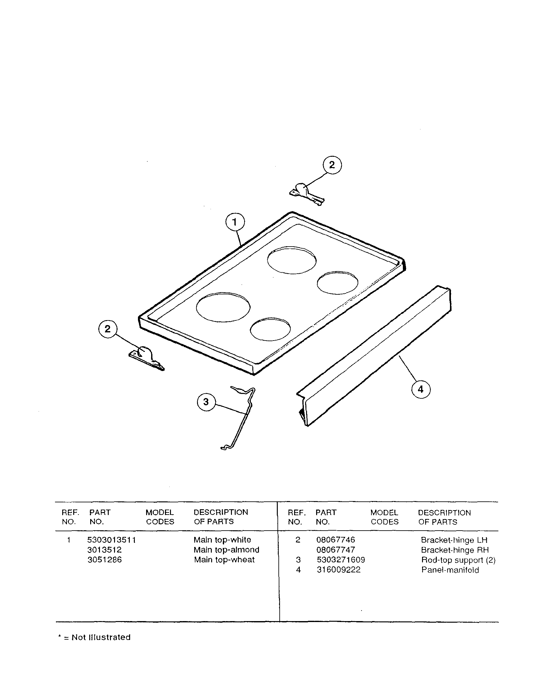 White-Westinghouse CE303VP2W01 cooktop parts diagram