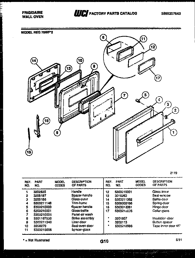 Frigidaire REG75WF2 door parts diagram