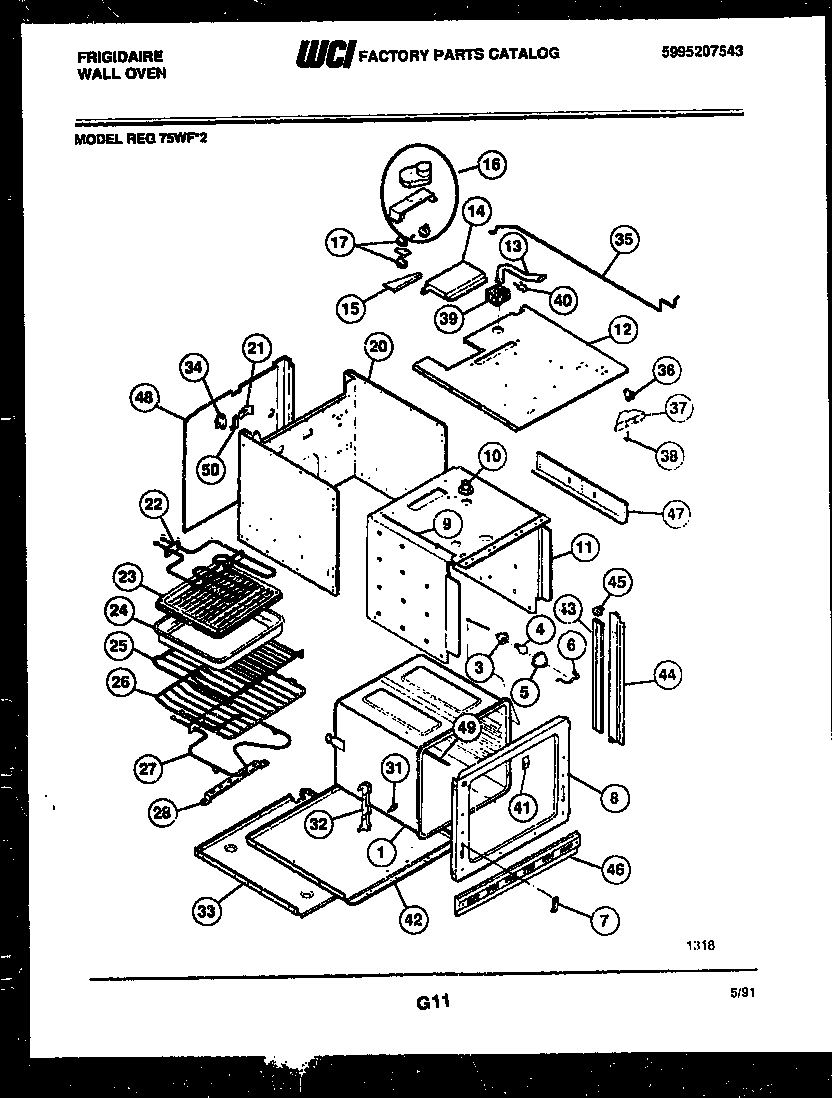 Frigidaire REG75WF2 body parts diagram