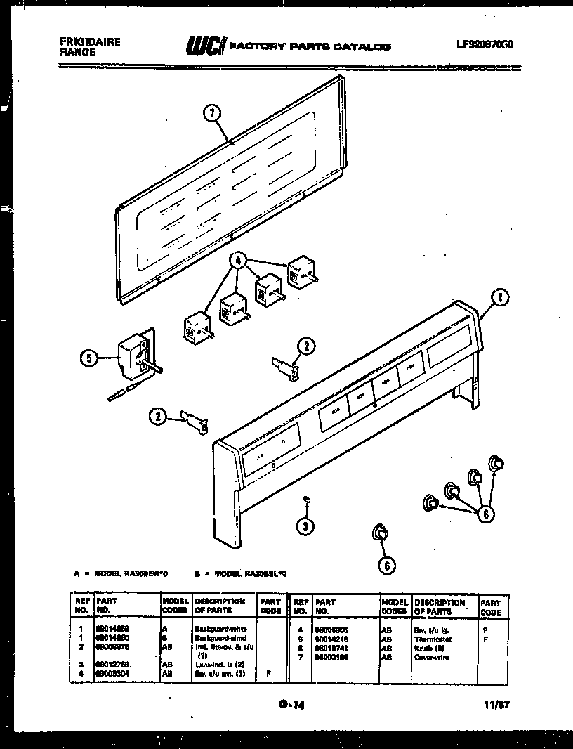 Frigidaire RA30BEL0 backguard diagram