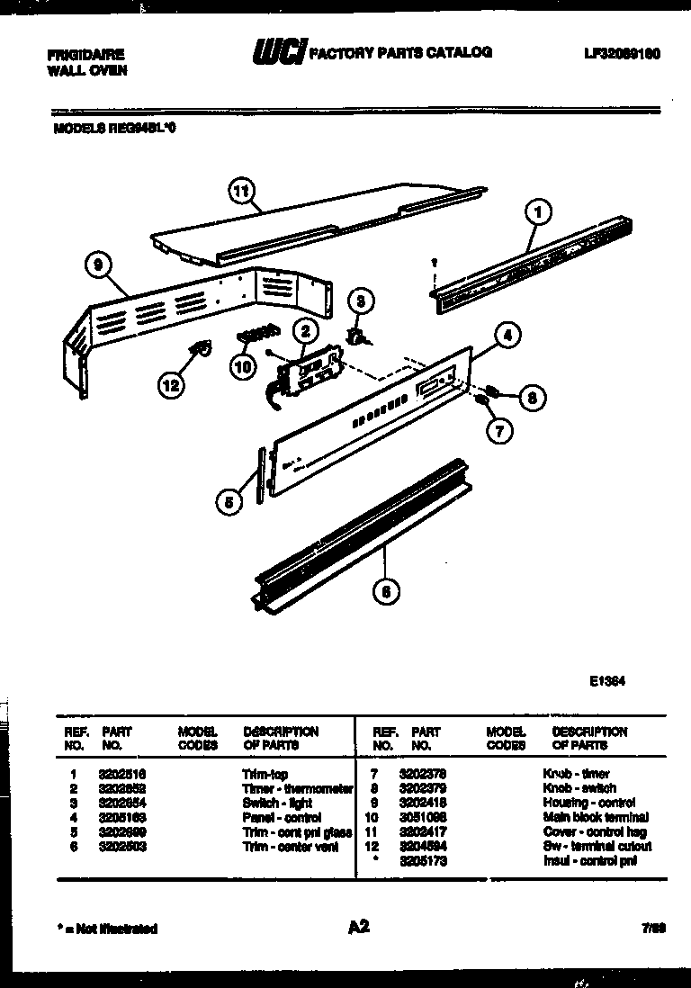 Frigidaire REG94BLB0 control panel diagram