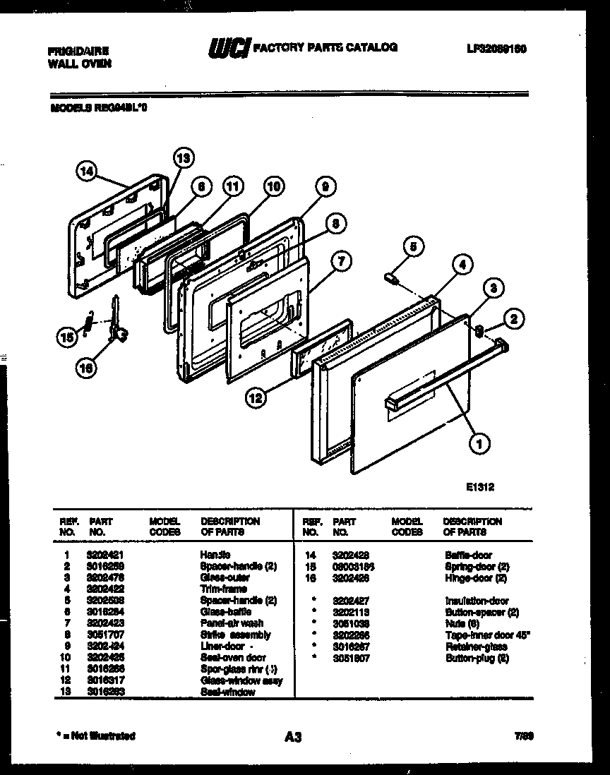 Frigidaire REG94BLB0 door parts diagram