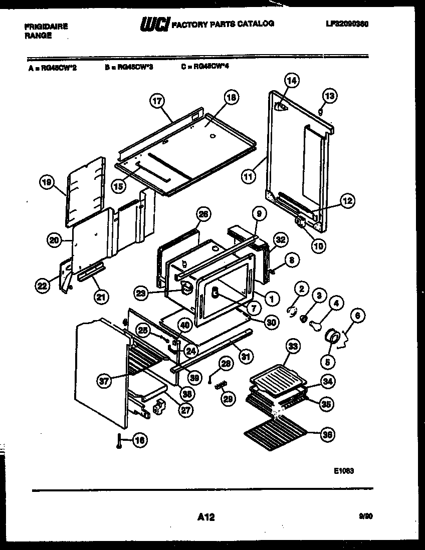 Frigidaire RG45CL4 body parts diagram