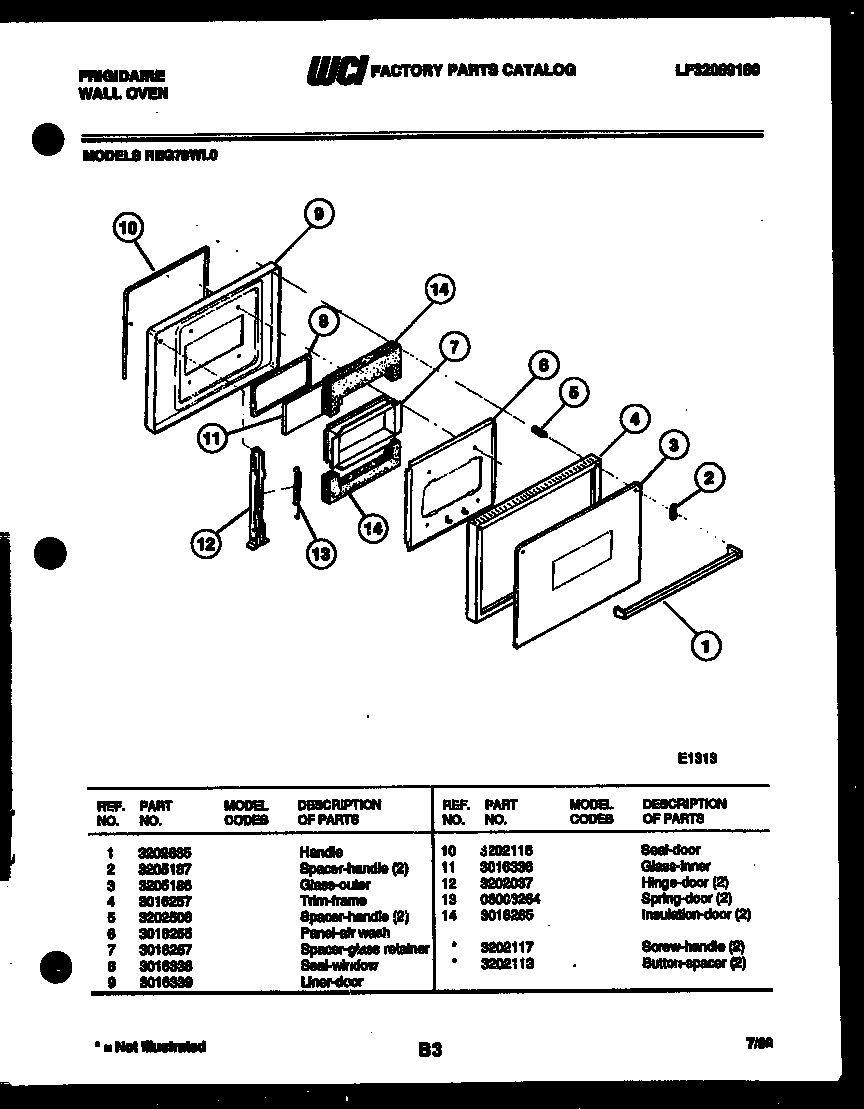 Frigidaire REG78WLB0 door parts diagram