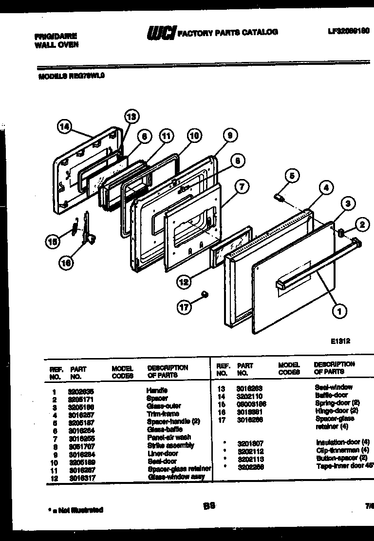 Frigidaire REG78WLB0 door parts diagram