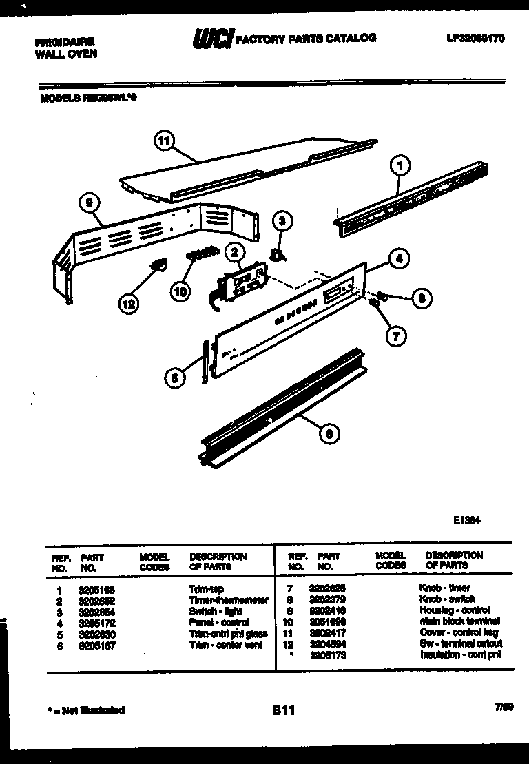 Frigidaire REG95WLB0 control panel diagram