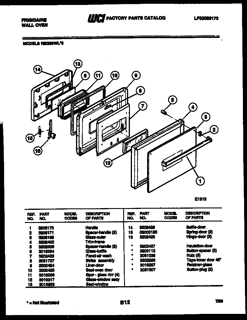 Frigidaire REG95WLB0 door parts diagram