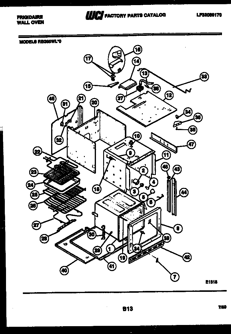 Frigidaire REG95WLB0 body parts diagram