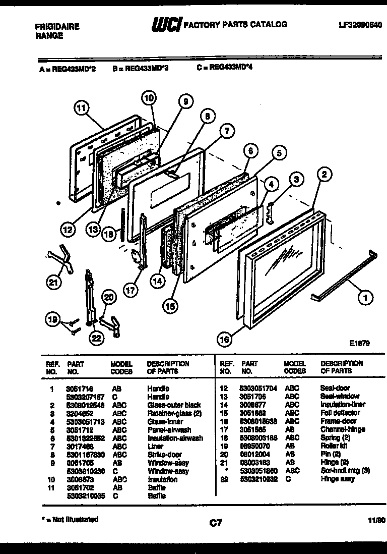 Frigidaire REG433MDW4 door parts diagram