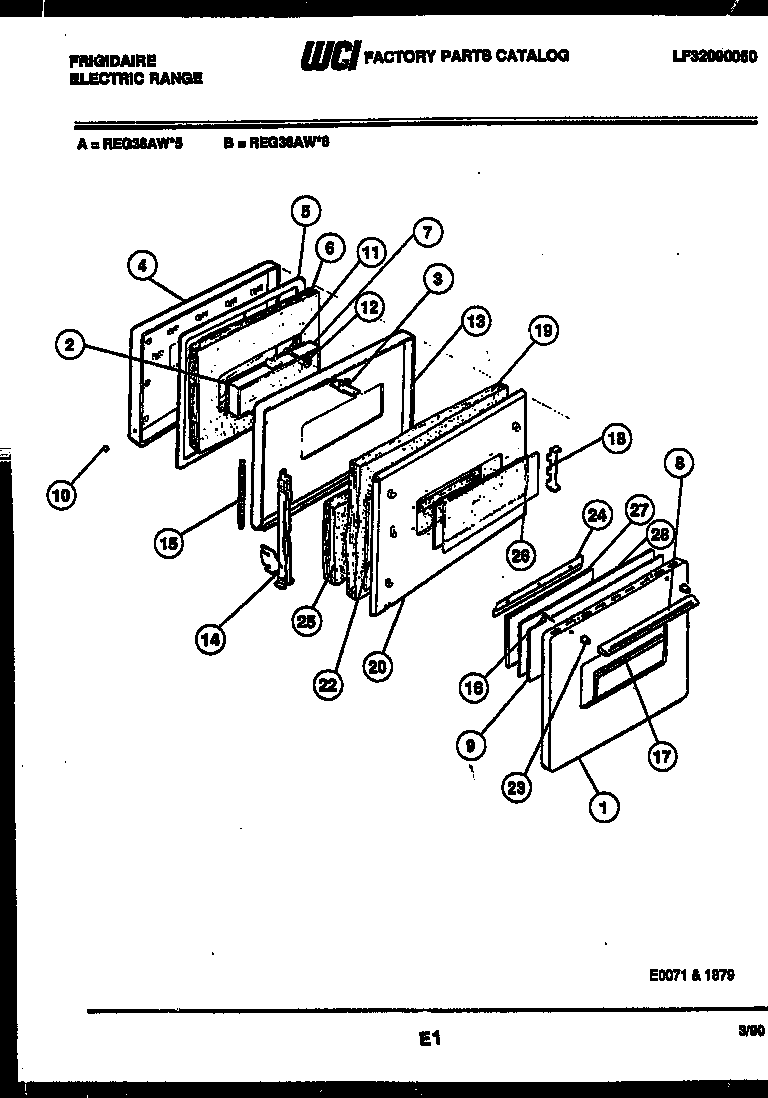 Frigidaire REG36AF6 door parts diagram