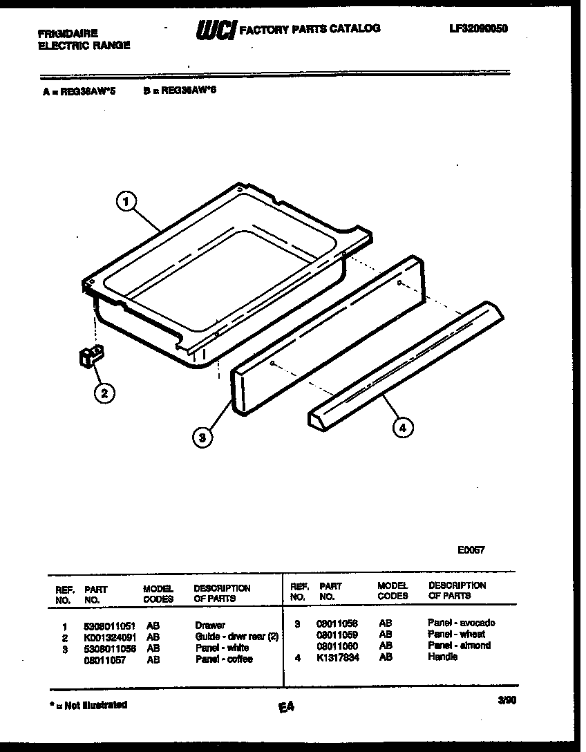 Frigidaire REG36AF6 drawer parts diagram