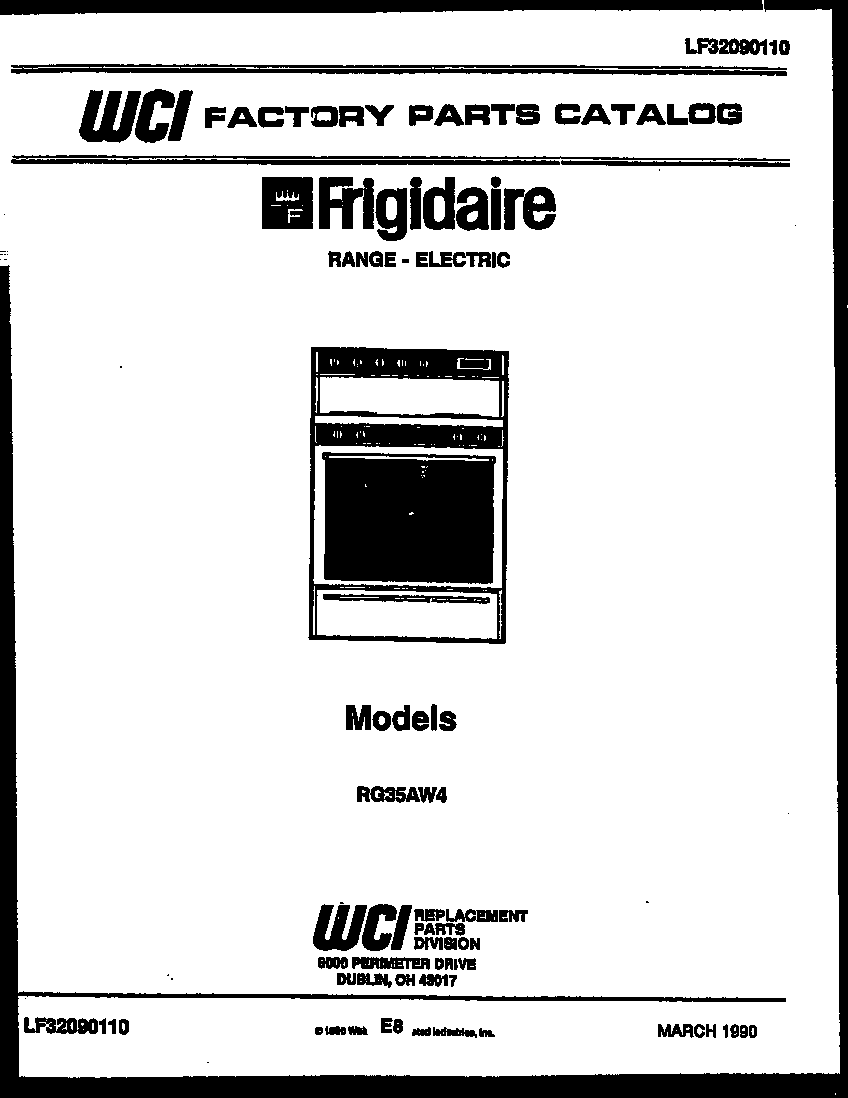 Frigidaire RG35AL4 cover diagram