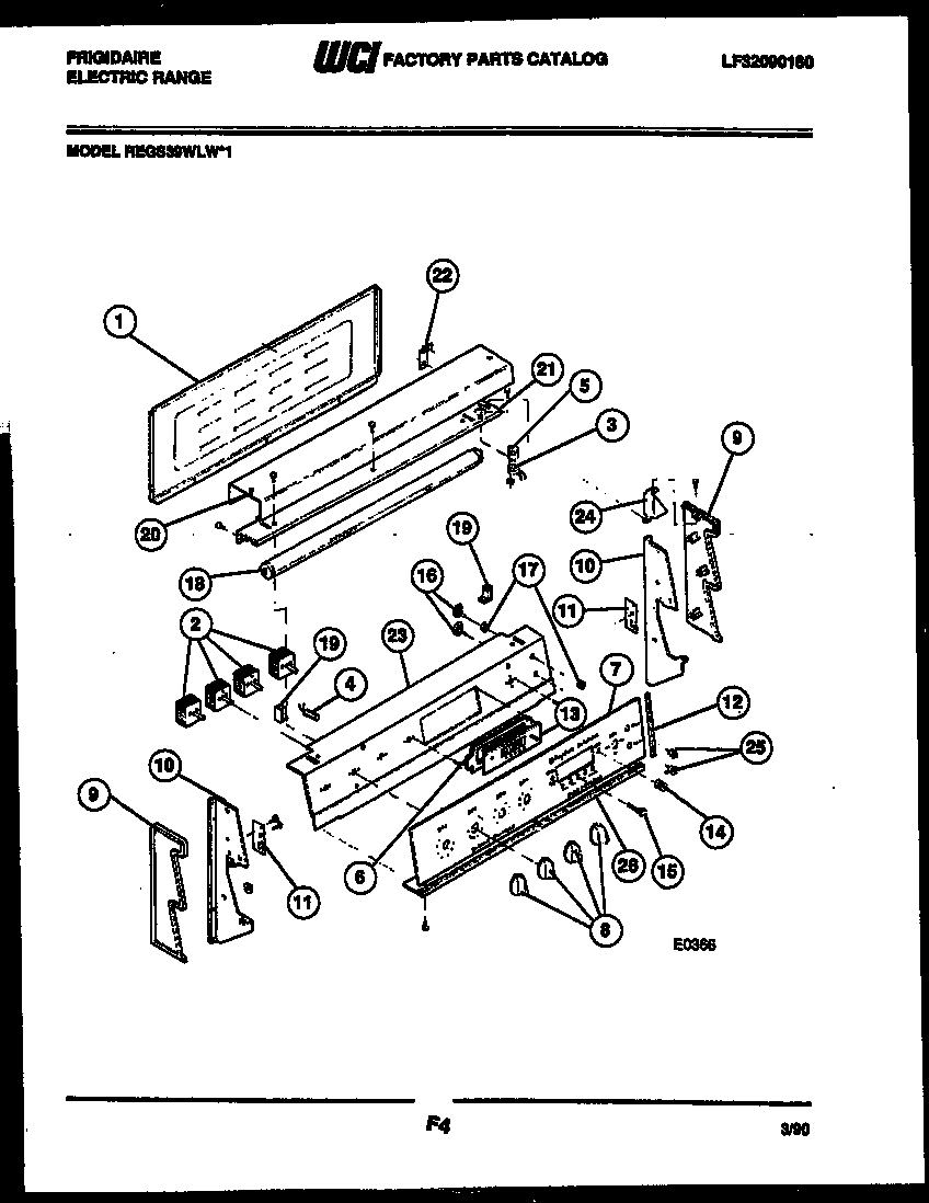 Frigidaire REGS39WLL1 backguard diagram