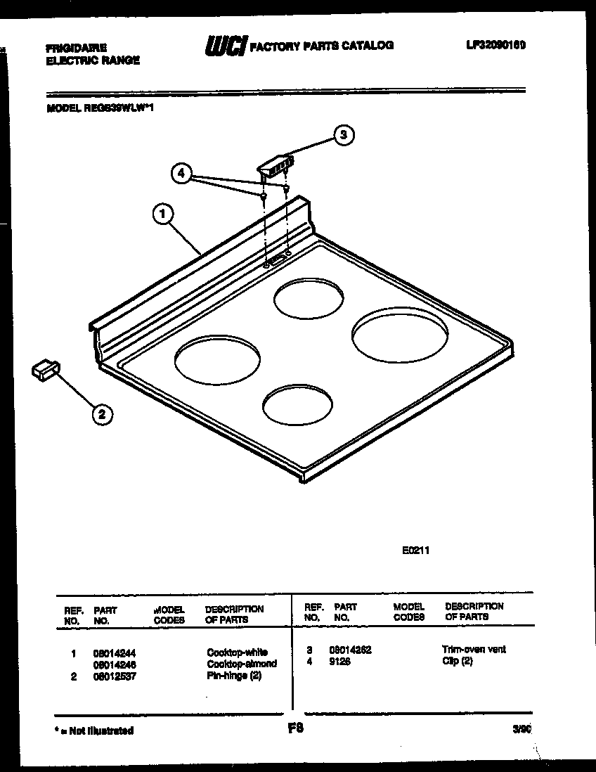 Frigidaire REGS39WLL1 cooktop parts diagram