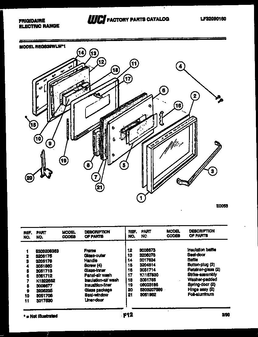 Frigidaire REGS39WLL1 door parts diagram