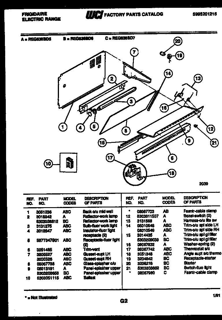 Frigidaire REG638BDW7 splasher control diagram