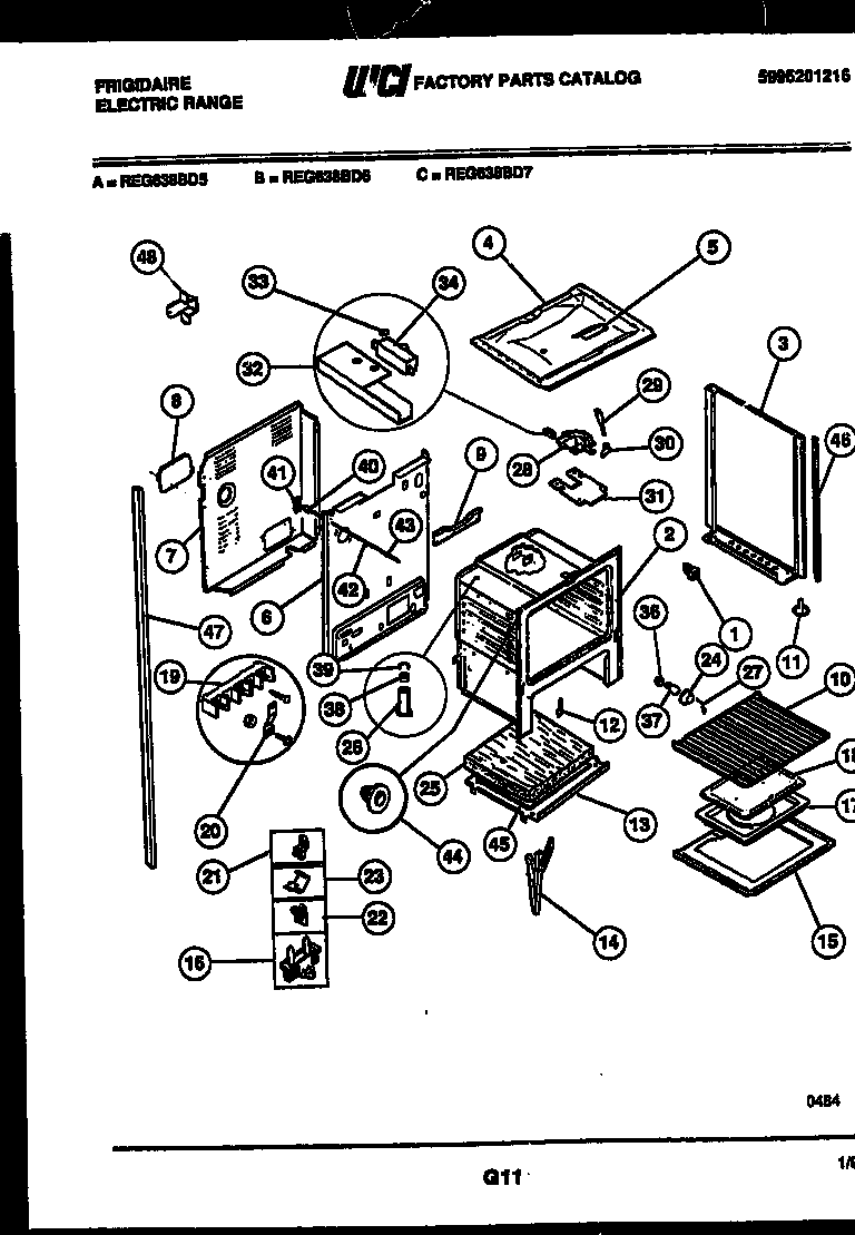 Frigidaire REG638BDW7 lower body parts diagram