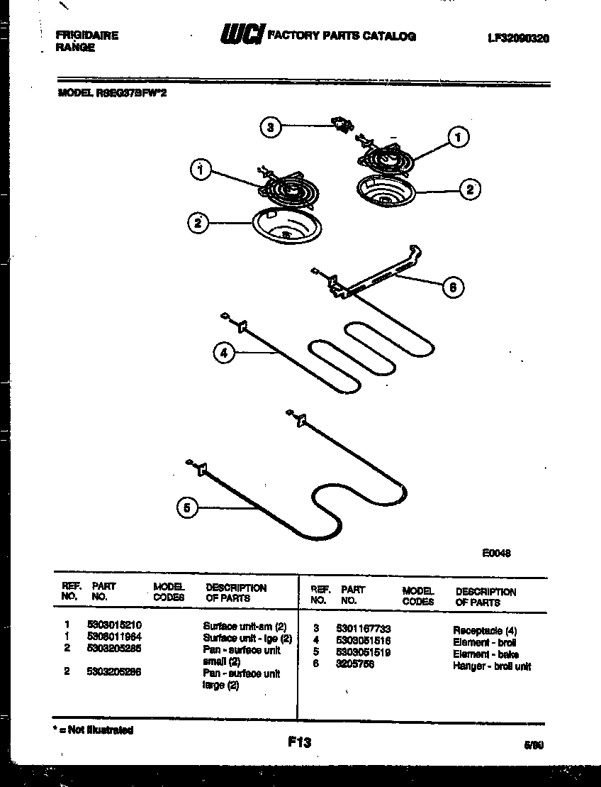 Frigidaire RSEG37BFW2 broiler parts diagram