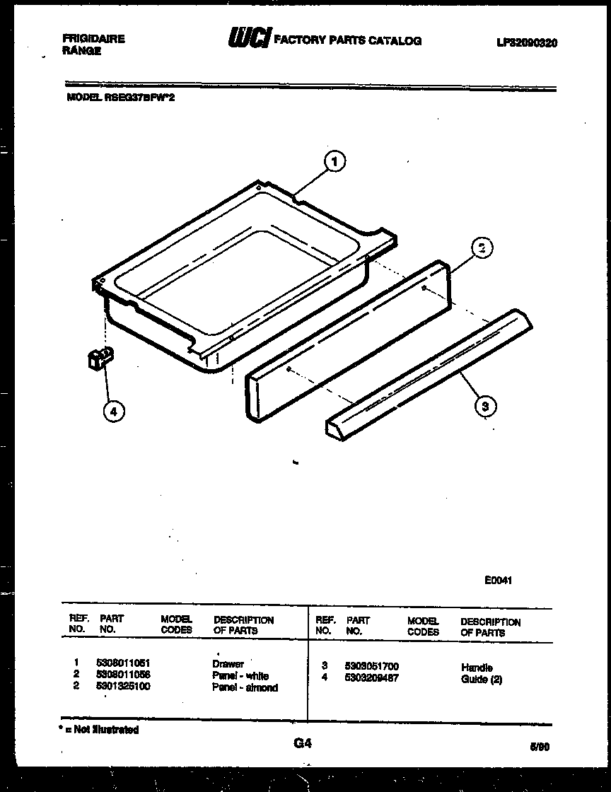 Frigidaire RSEG37BFW2 drawer parts diagram