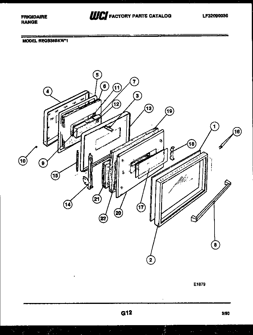 Frigidaire REGS38BKW1 door parts diagram