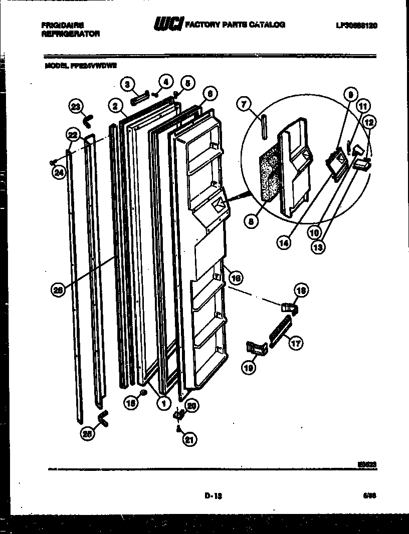 Frigidaire FPE24VWDF2 freezer door parts diagram