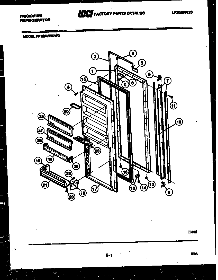 Frigidaire FPE24VWDF2 refrigerator door parts diagram